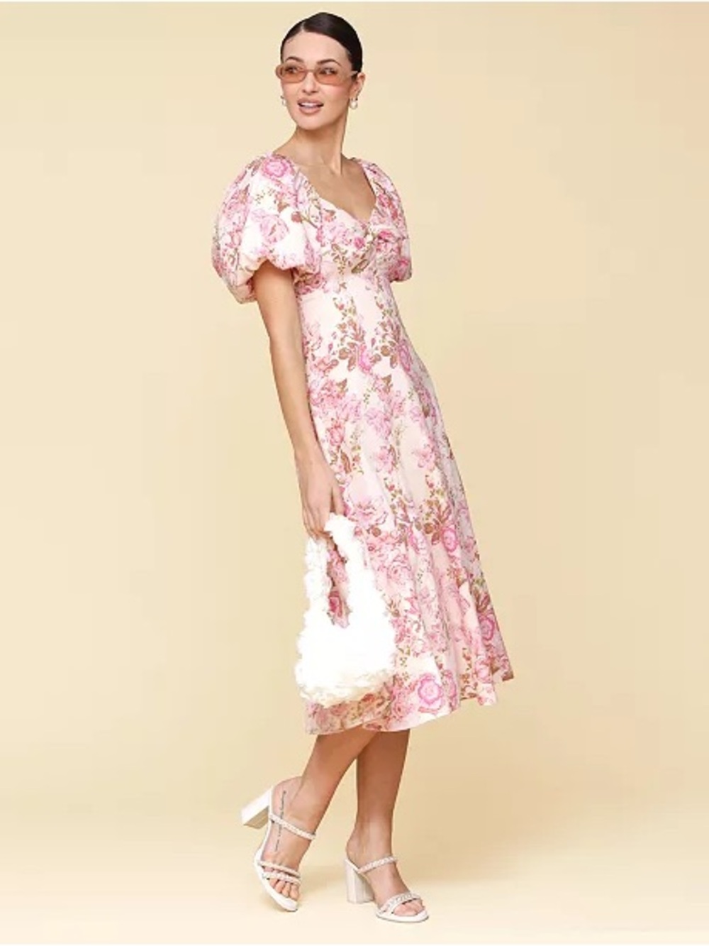 Avec Les Filles Floral Puff Sleeve Dress - Picture 2 of 6
